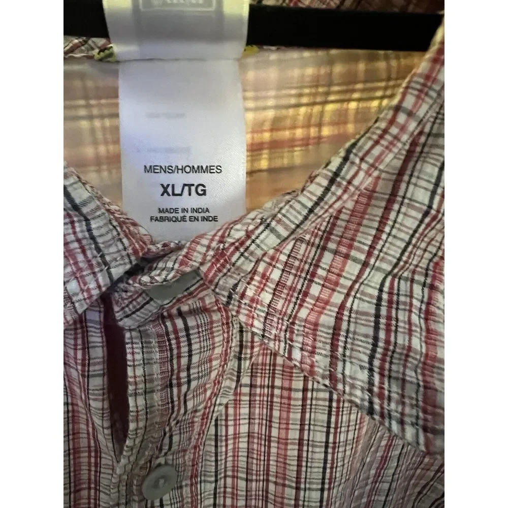 The North Face‎ Long Sleeve Button Lightweight Shirt Mens XL Red Beige Plaid
